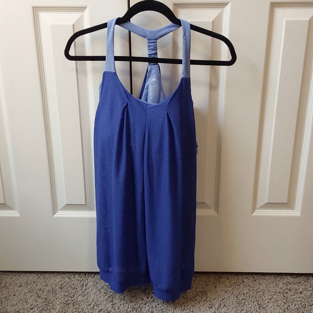 Cabi Large Women 803 Raceback Tank Top Fitness Blue Ladies Z24